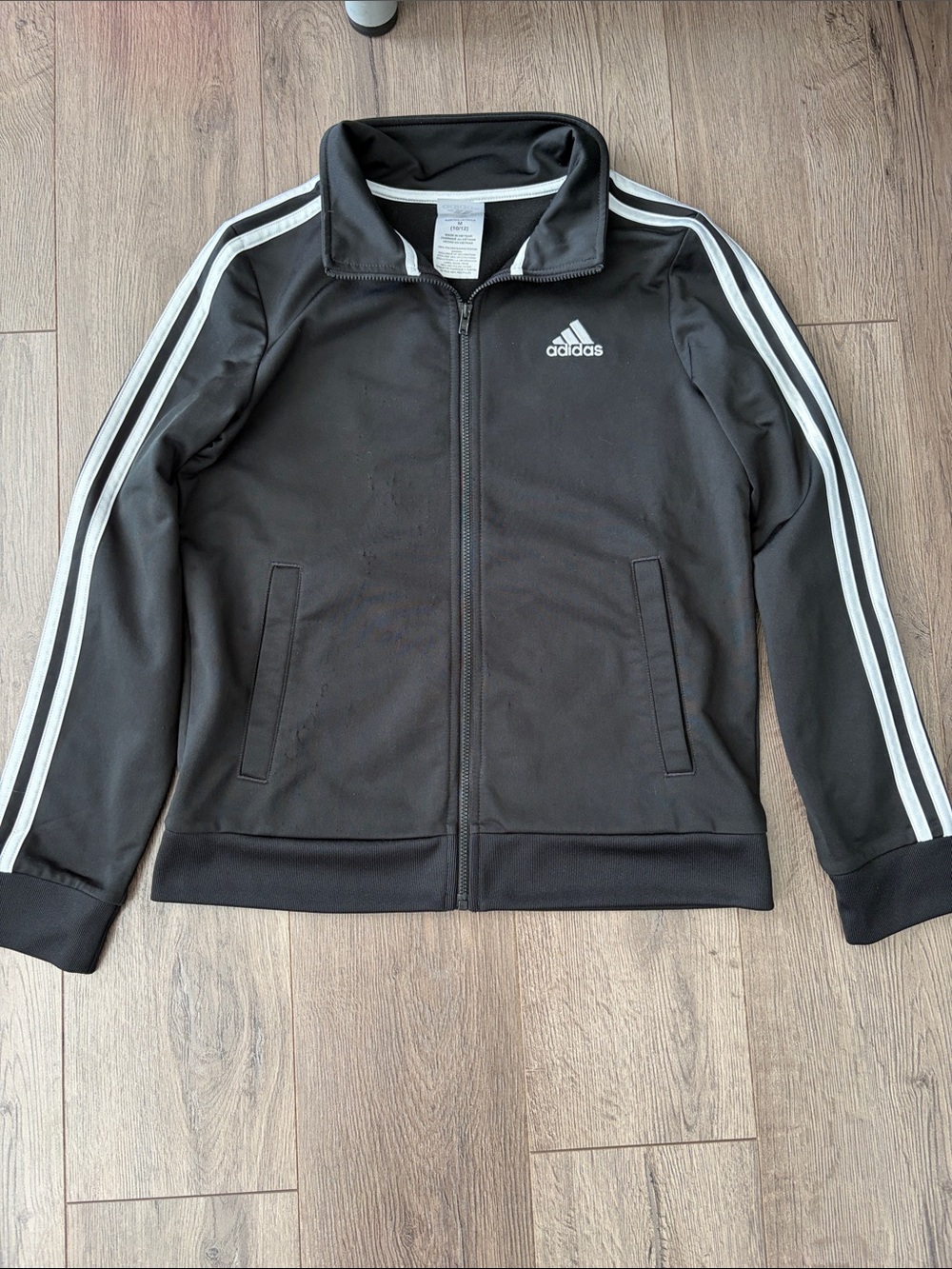 adidas Black Kids Track Jacket with White Stripe. Boy’s Size Medium 10/12